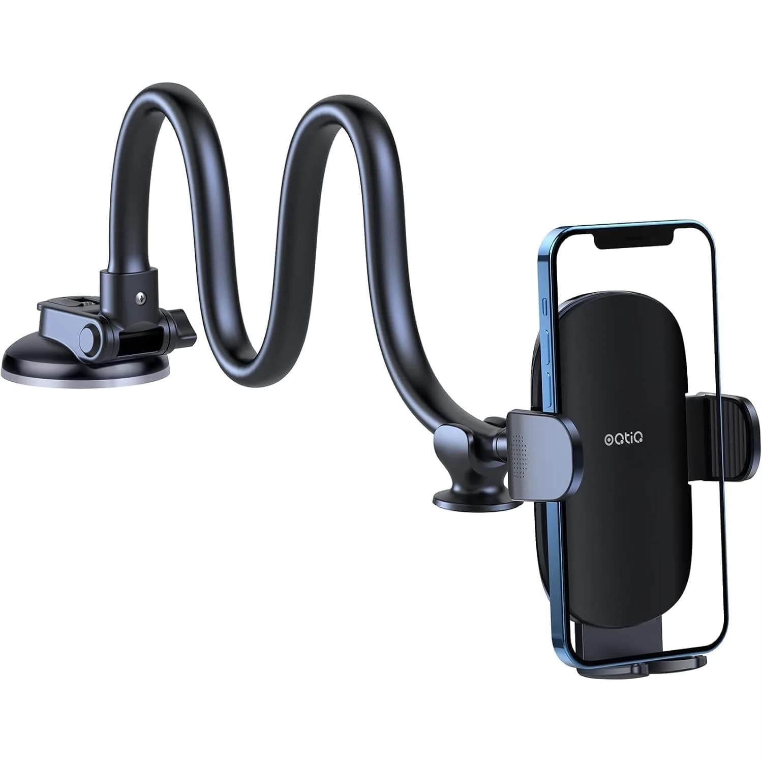 Supporto per telefono da auto a collo d'oca da 13 pollici con ventosa potente, stabilizzatore anti-vibrazione, rilascio con un solo pulsante per iPhone e tutti gli smartphone