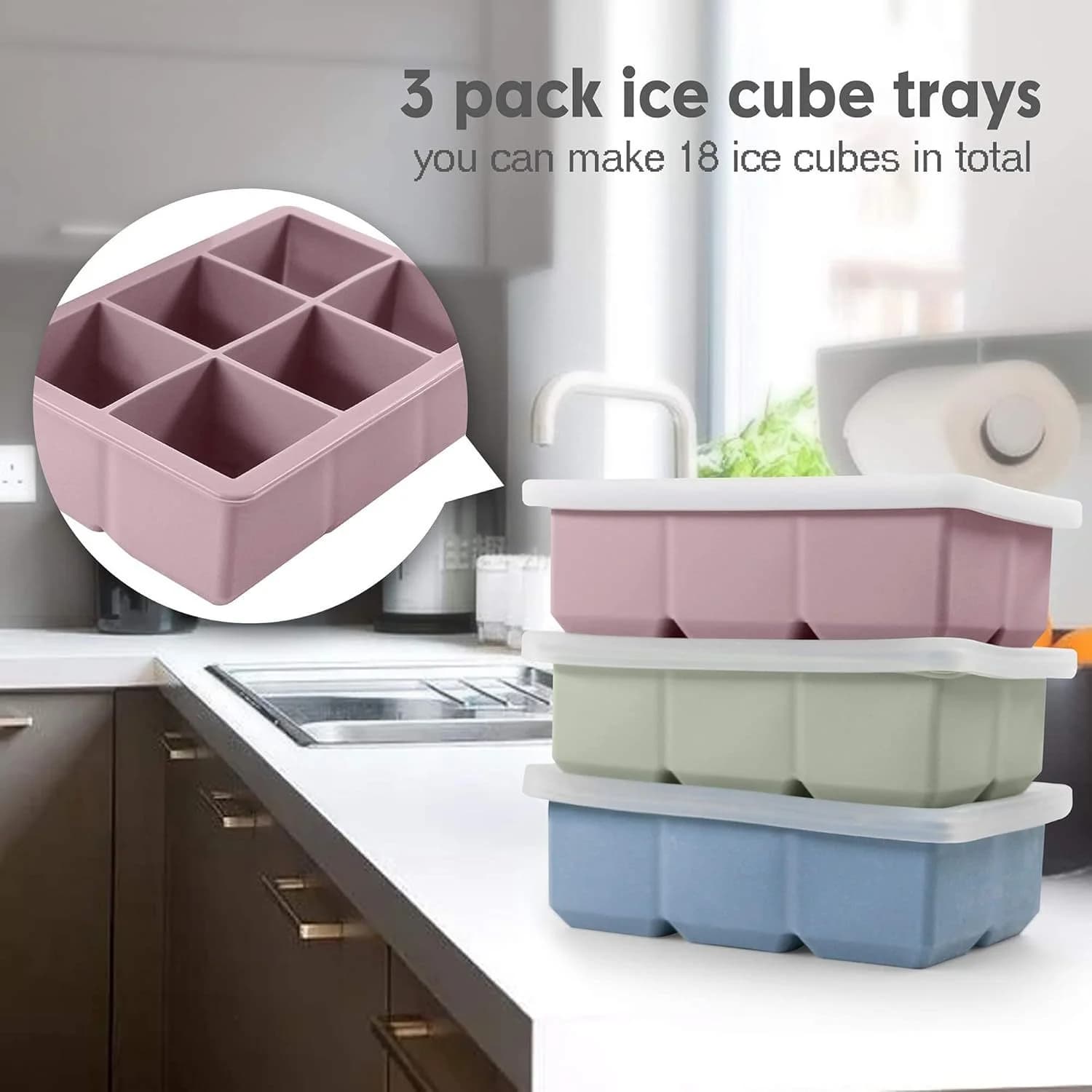 Vassoio per cubetti di ghiaccio da 1 pezzo con coperchio Modelli multipli Vassoi per ghiaccio flessibili per stampi per cubetti di ghiaccio in silicone alimentare per congelatore