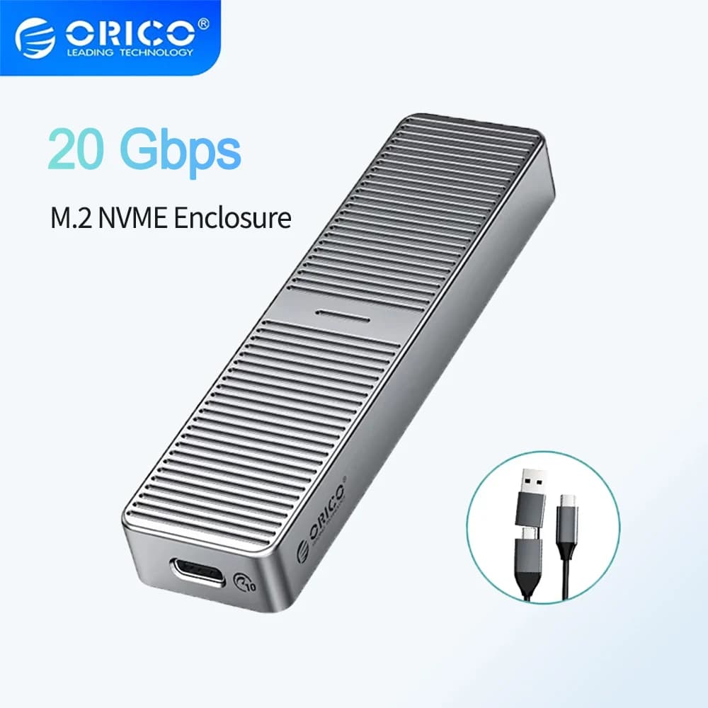ORICO 20Gbps M2 NVMe SSD Case M.2 NVME SSD Enclosure Adapter USB 3.2 Type-C Gen2 External Enclosure with Built-in Cooling Vest