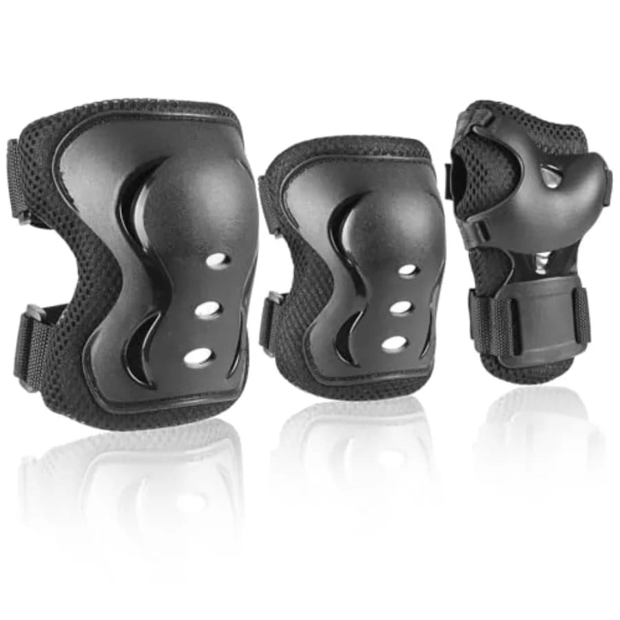 Set di Protezioni per Ginocchia, Gomiti e Polsi per Skateboard, Ciclismo, Pattinaggio a Rotelle, Pattinaggio in Linea e Monopattino