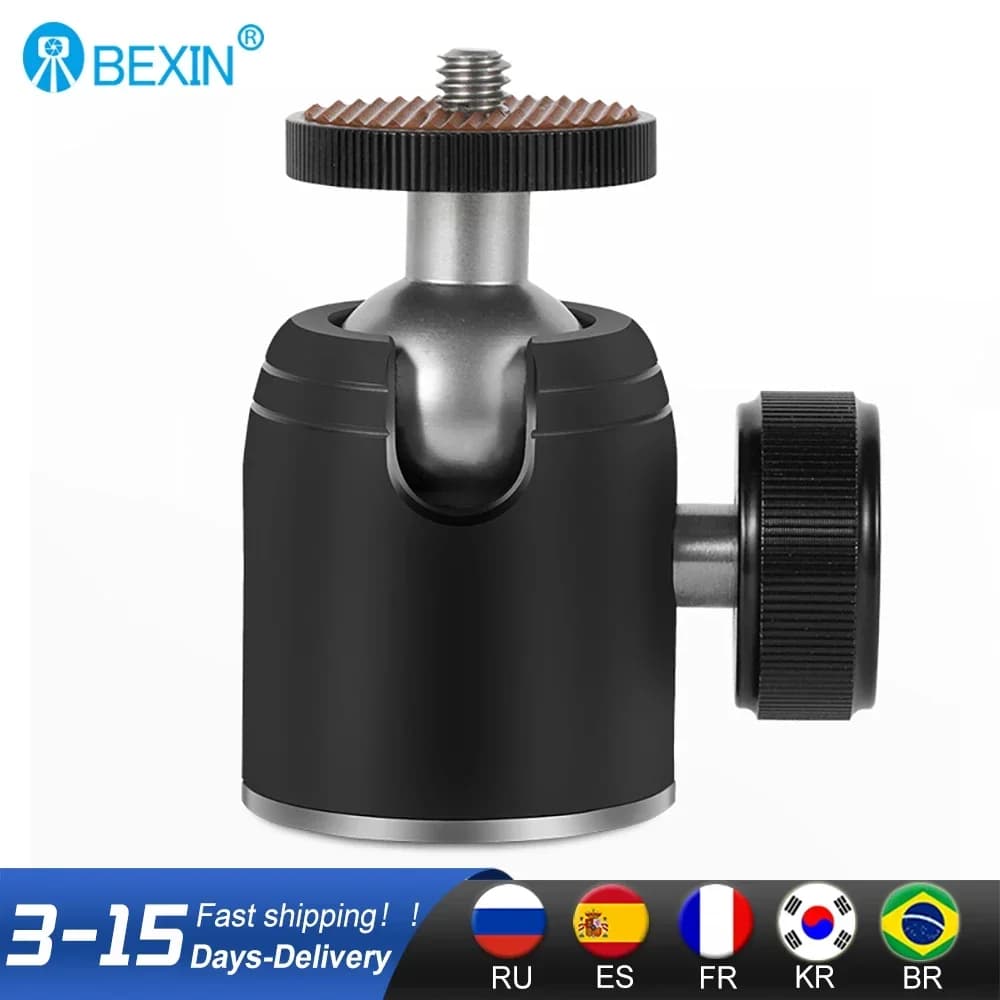 BEXIN K26A Ball Head Mount Metal 360 Degree Swivel Mini BallHead 1/4" Screw Mount for DSLR Camera Fill Light Tripod Ball Head