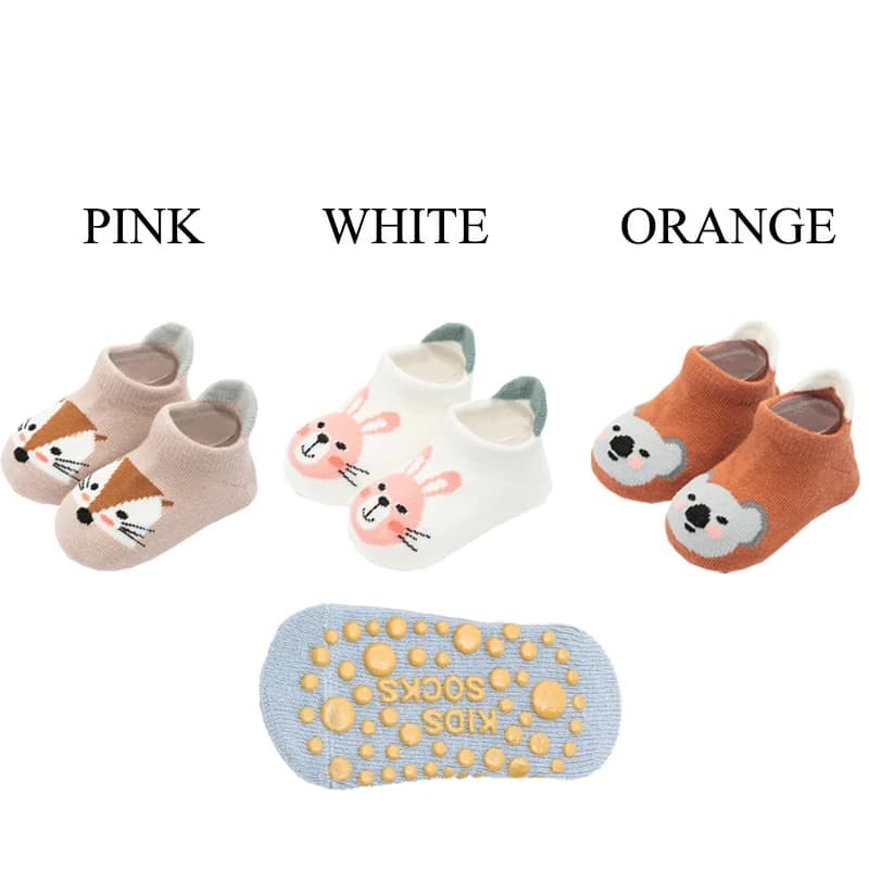 Cartoon Animal Four Seasons Anti-slip Kids Baby Tube Socks Cotton Newborns Boys Girls Learning Walking Non Slip Stocking