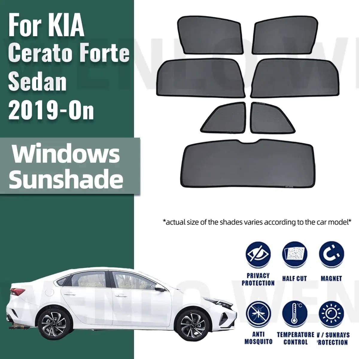 Per KIA Forte Berlina Cerato K3 2019-2024 Auto Parasole Magnetico Anteriore Parabrezza Posteriore Tenda Finestrino Laterale Parasole Visiera Tende