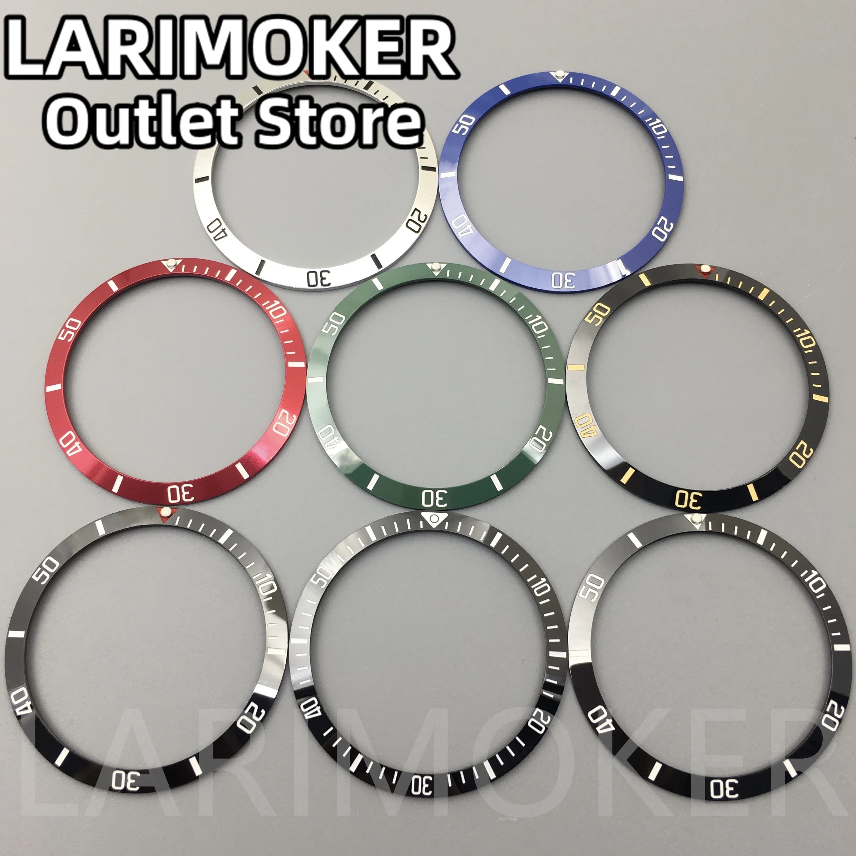 LARIMOKER Inserto per Ghiera Orologio in Ceramica Nero Blu Argento Rosso 37mm per Cassa Orologio 39mm, Accessori per Orologi