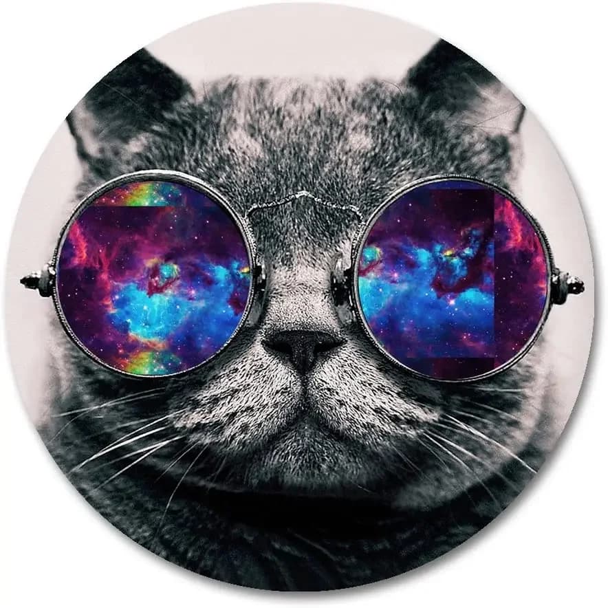 Galaxy Cat round mouse cap round rubber anti-slip mouse pad for colorful sunglasses Galaxy Hipster Cat Wear
