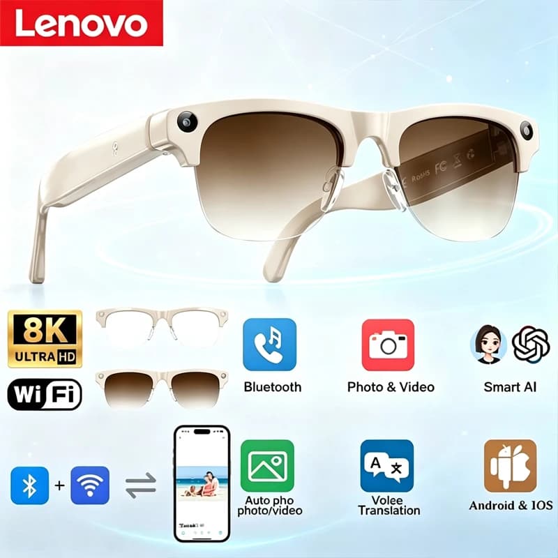 Lenovo XK ONE PRO Smart AI Glasses 8K Shooting Camera Photo Video Voice Call Translation Waterproof Bluetooth Glasses Men Women