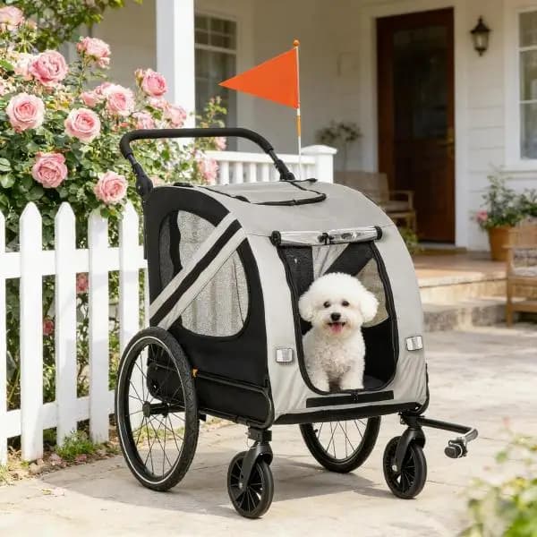 Rimorchio per Bicicletta per Animali Domestici, Trasportino Compatto per Cani da Ciclismo