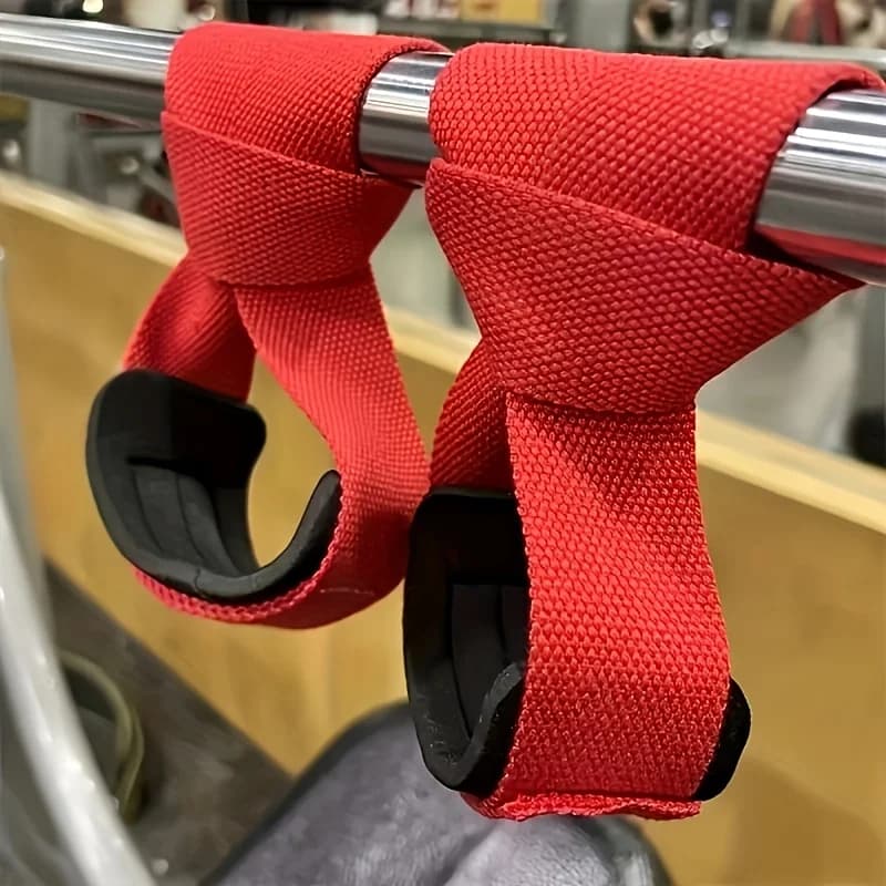 1 paio di cinturini di supporto per tensione rossi con cinturini da polso neri - Cinturini da polso fitness per sollevamento pesi, boxe e allenamento per la forza, misto poliestere regolabile, design per cinturino di sicurezza per palestra e sport