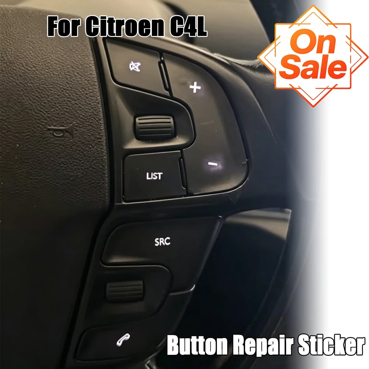Steering Wheel Button Sticker Repair Decal For Citroen C4L , Worn Switch Cover Trim, Interior Accessory