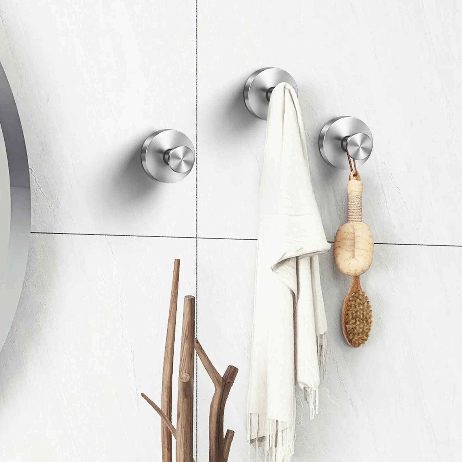 4Pcs Stainless Steel Suction Hooks Removable Towel Hanger Strong Suction Cup Hooks for Bathroom Kitchen Bathrobes Loofahs