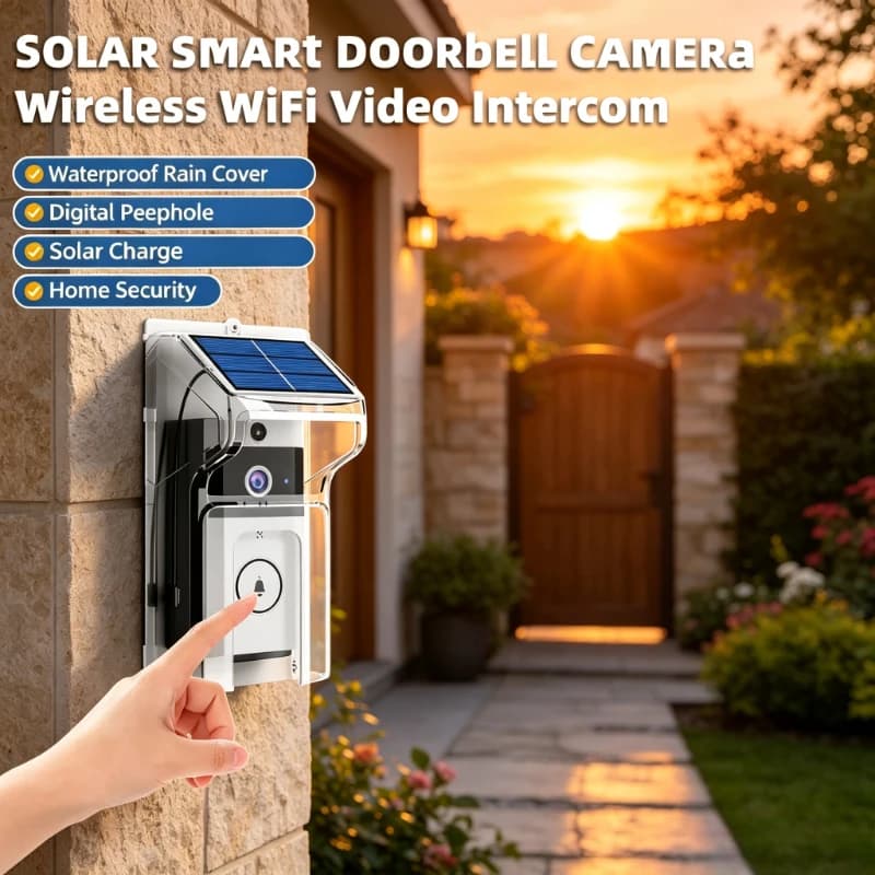 Waterproof Solar Wireless Smart Doorbell WiFi Security Camera Digital Peephole Video Intercom
