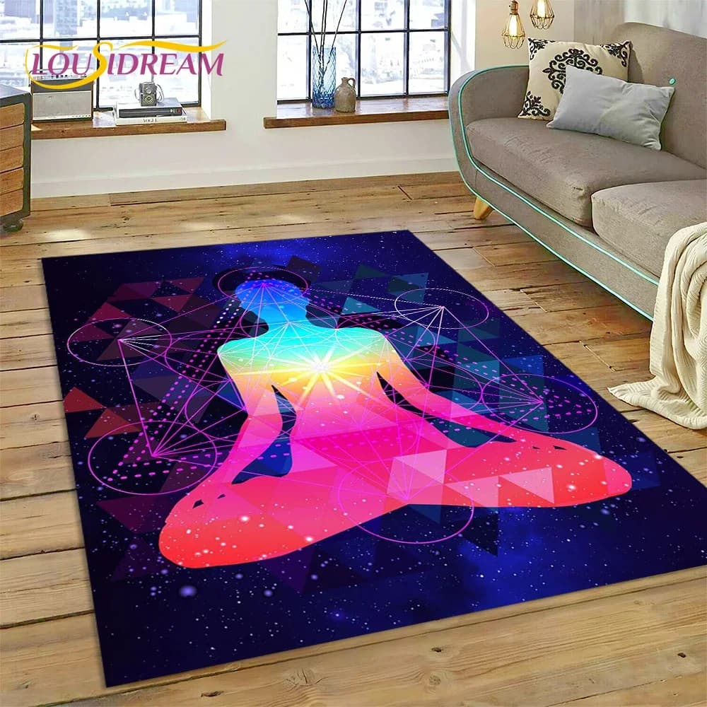 Naturalize Yoga Meditation Zen Rainbow 7 Chakra Carpet for the house Living room Bedroom Sofa Zerbino Decor, Carpet for the area Anti-slip Mat