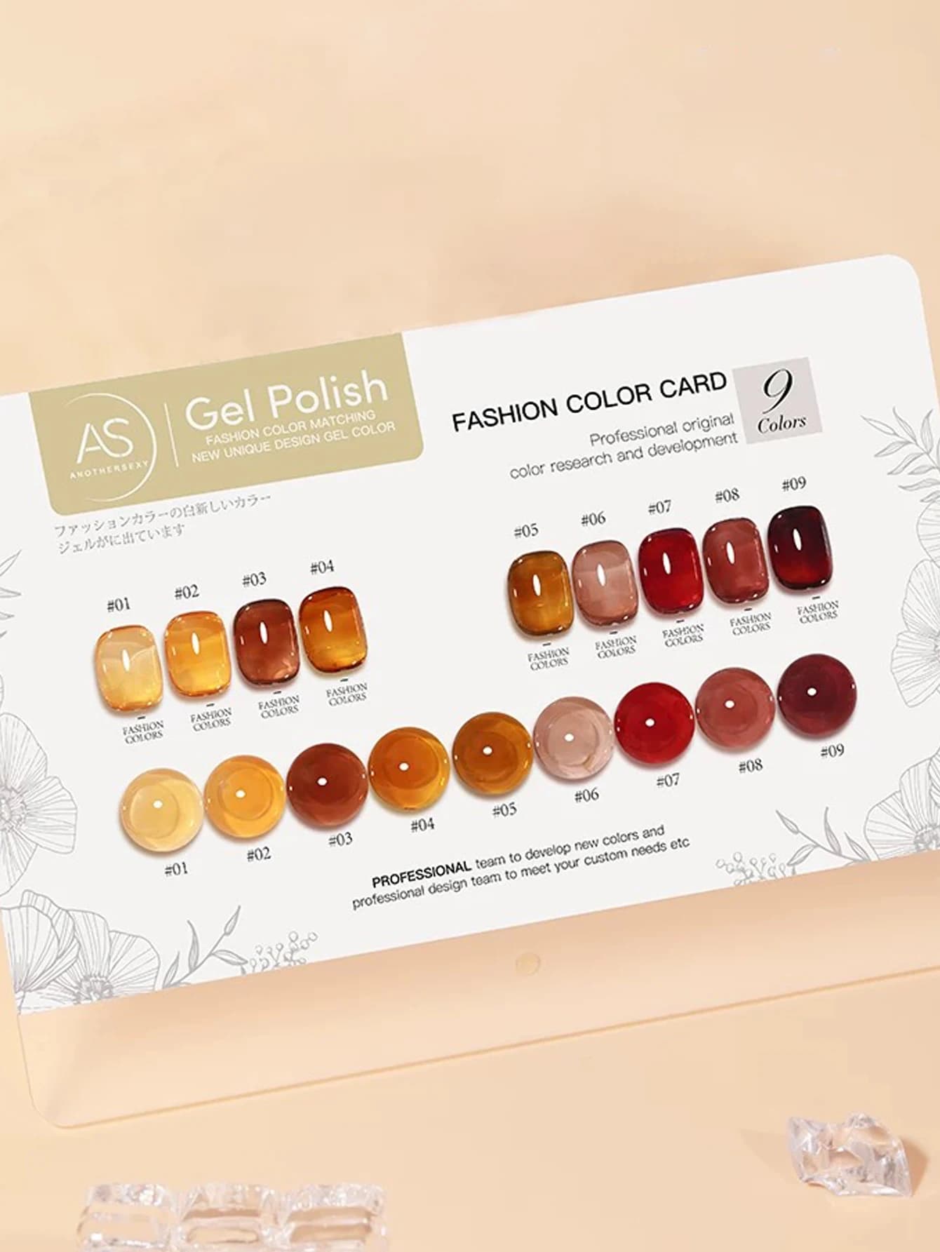 Set of 9 Gel Nail Polishes UV LED in Amber Glass 15ml Carpet, for Spring/Summer, Gift for Women, Nail Art, Daily Use, Fai-da-Te, Salone