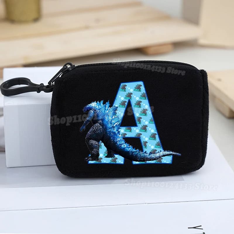 Portamonete Godzilla con Stampa Lettere Kong, Cartone Animato, per Bambini e Ragazzi, Simpatico Portafoglio Portatile in Peluche, Mini Borsa Portachiavi da Ufficio per Uomini, Regali