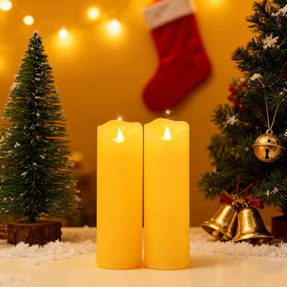 Luce di candela a LED da 2 pezzi, candele senza fiamma Luce di candela in cera di paraffina con bordo irregolare Luce notturna a candela a LED a batteria