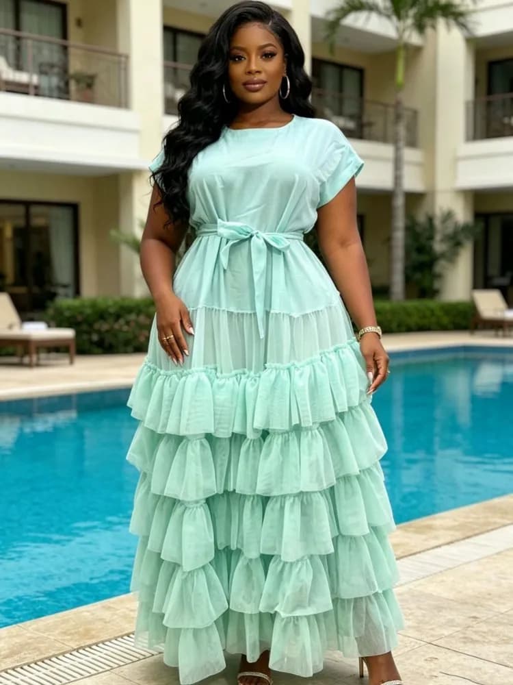 African Dresses For Women Elegant Wedding Muslim Fashion Abayas Dashiki Robe Kaftan Short Sleeve Dress Turkish Africa 2026 New