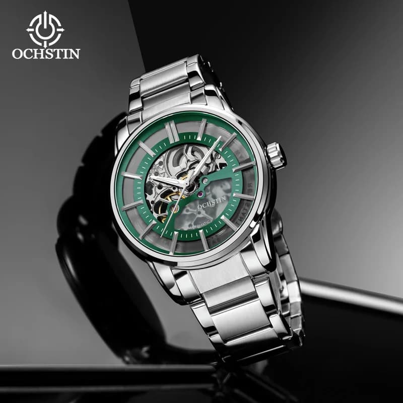 OCHSTIN Man Automatic Mechanical Movement Watches Men's Stainless Steel Strap Waterproof Clock Gentleman Fashion Business Clock