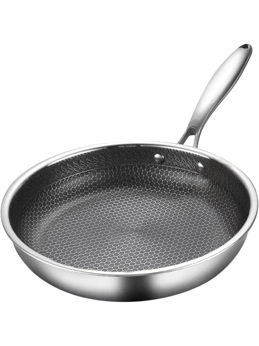 1PC Stainless Steel Honeycomb Non Stick Frying Pan Steak Cookware for Induction Gas Stove Durable Reusable Home Kitchen Tool