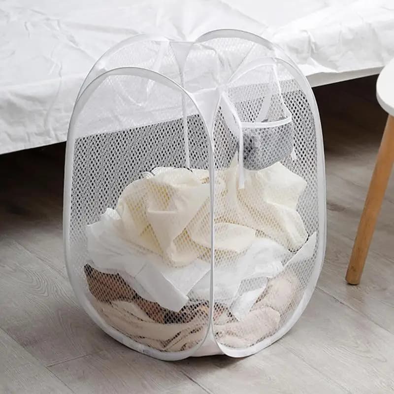Cesto per la biancheria sporca in rete Cesto pieghevole per lo smistamento della biancheria sporca Cestino portaoggetti in rete per il bagno Cestini portaoggetti per vestiti pop-up