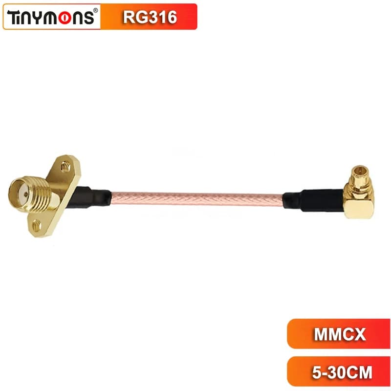 Cavo Adattatore Coassiale SMA Femmina da Montaggio su Pannello a MMCX Maschio ad Angolo Retto 90 Gradi RG316 per Radio FPV Drone