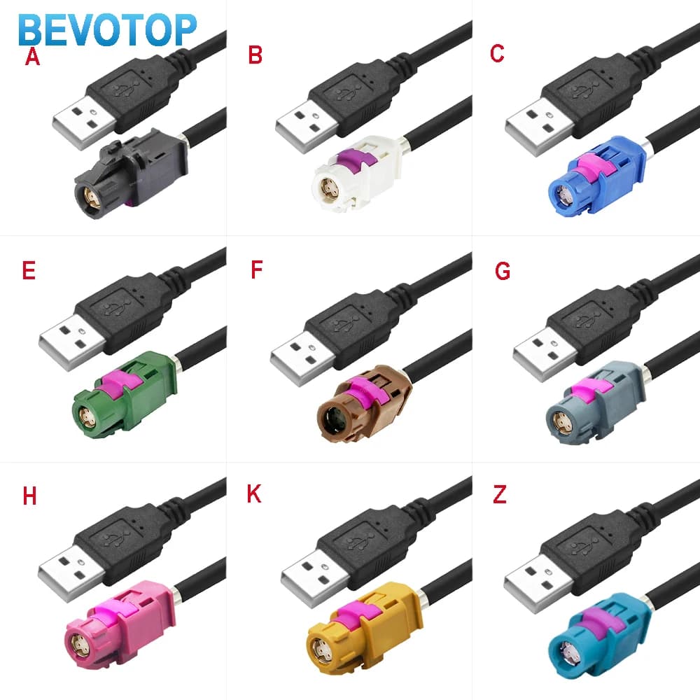 USB Male Plug to 4 Core Blue HSD Code C Female Connector HSD to USB Cable LVDS Cable Car Head Unit Control Screen RCC NAC Cable