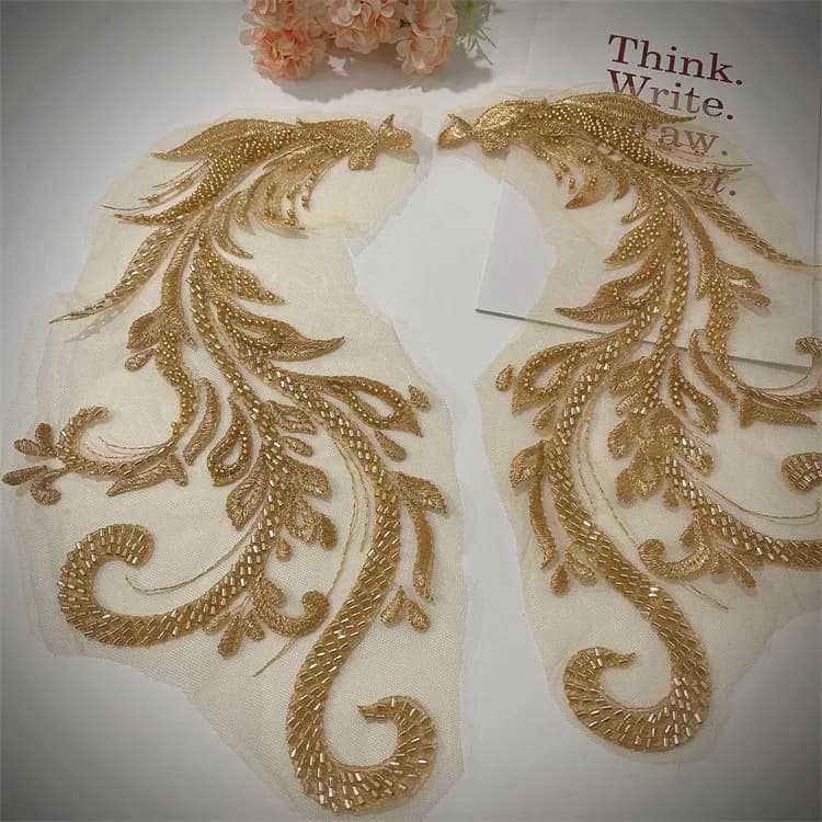 Toppe per vestiti floreali per abiti da sposa Xiuhe in pizzo Phoenix dorato