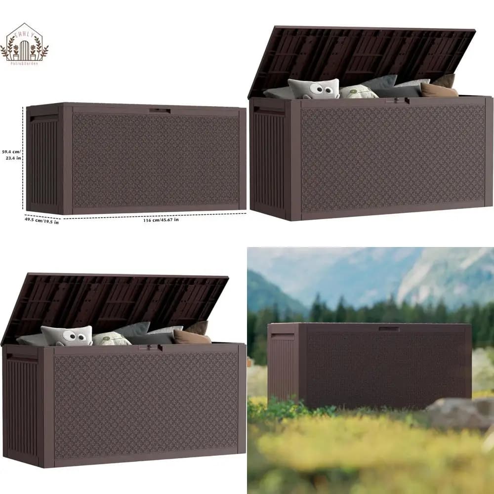 Contenitore da Esterno Impermeabile da 90 Galloni con Coperchio Bloccabile, Ideale per Cuscini da Patio, Tubi da Giardino e Accessori per Piscina
