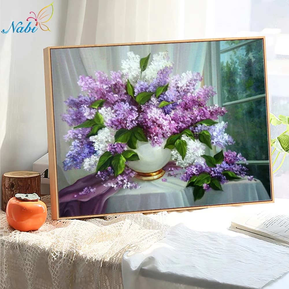 Nabi DIY Diamond painting Cross stitch Kit Full Dill Diamond embroidery lilac 5D Diamond Needlework Pattern Home Decoration