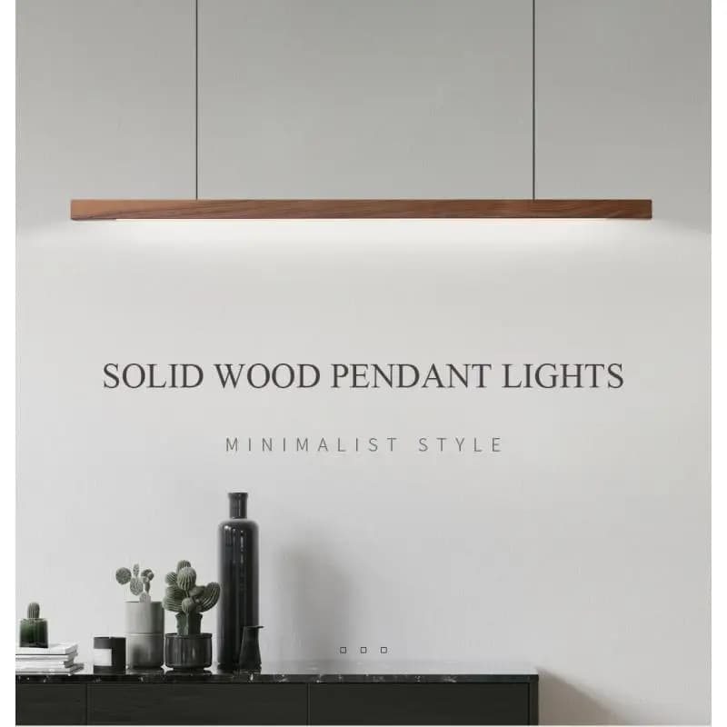 Lampade a sospensione moderne semplici in legno Lampada a sospensione lineare lunga da tavolo Luce a LED Illuminazione per isola della cucina Sala da pranzo Soggiorno Ufficio