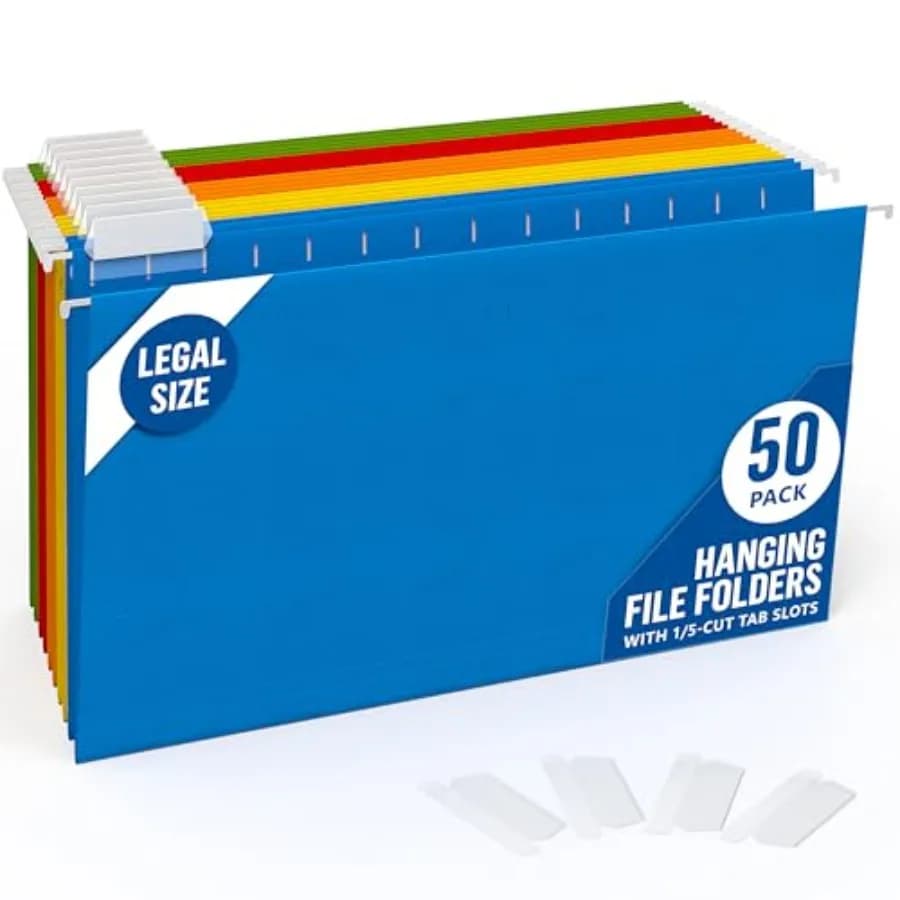 Cartelle Sospese Colorate per Archivio con Linguette Regolabili 1/5 per Organizzazione Armadietto Portadocumenti
