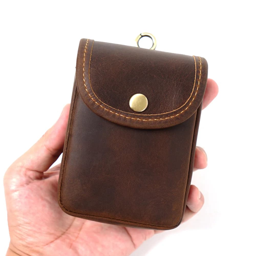 Marsupio da uomo vintage in pelle di cavallo pazzo da uomo strato superiore in pelle bovina da viaggio marsupio da cintura marsupio da cintura piccolo da uomo portamonete