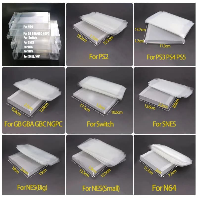 6 Pezzi Custodie Protettive Trasparenti in PET per Cartucce di Gioco (CIB) per N64, NES, SNES, GB, GBA, GBC, NGPC, Switch