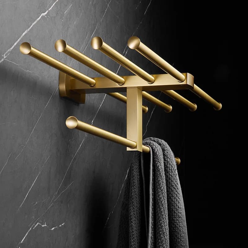 Bathroom hardware Golden bathrobe hook Towel stand Bar Towel rack Bathroom accessories Brass hardware