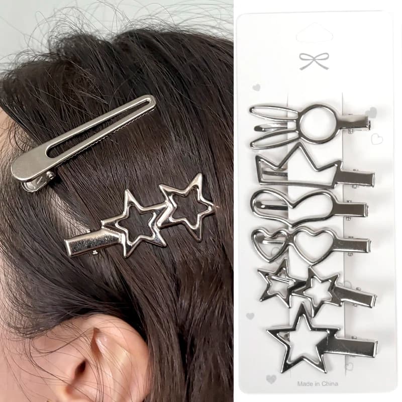 28Pcs/Set Sliver Color Hair Clips Women Girls Y2K Duckbill Hairpin Personality Bangs Side Headwear Hairclip Styling Accessories