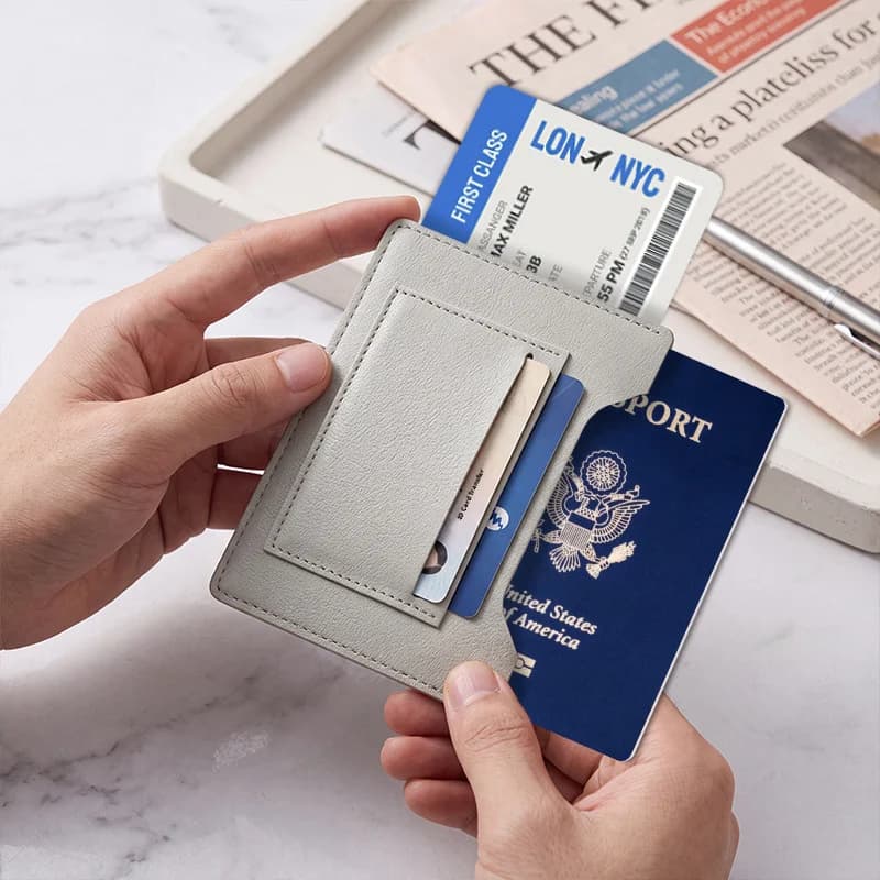 Korean Japanese Leather Passport ID Document Protection Set PU Leather Multi-Functional Travel Document Passport Holder