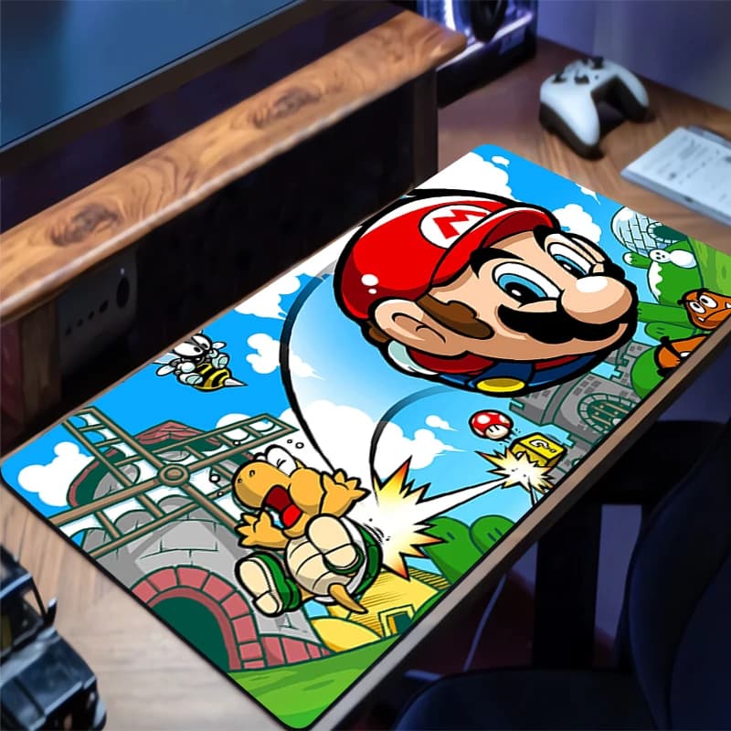 Tappetino per Mouse da Gaming M-Mario 90x40cm Grande Mousepad per Computer Tappetino da Scrivania PC Anime Tappeto per Tastiera Gamer con Bordo Bloccato Accessori Tappetino da Tavolo