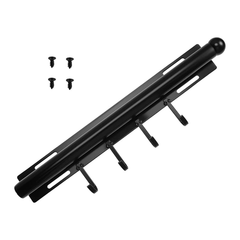 12 inch valet rod for removable cabinets Auction for sliding wardrobe Black removable coat rack with 4 hooks-VVNB
