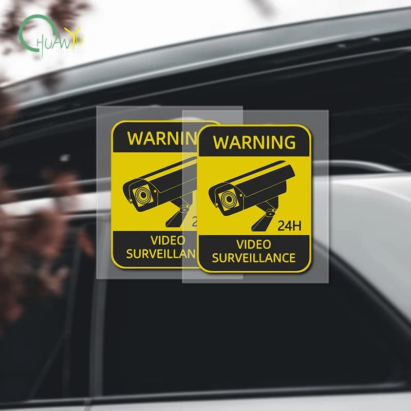 Adesivo riflettente creativo per avvisi di sorveglianza con telecamere; adesivo personalizzato per finestrino triangolare dell'auto, impermeabile, per coprire i graffi sulla carrozzeria