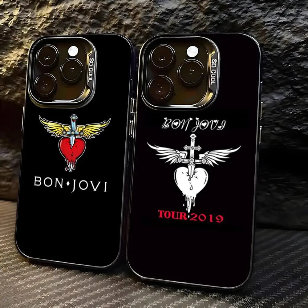 Rock B-Bon Fashion J-Jovi Phone Case For lMDColor Silver Shell For lPhone 17 16 e 15 14 13 12 11 Pro Max Plus