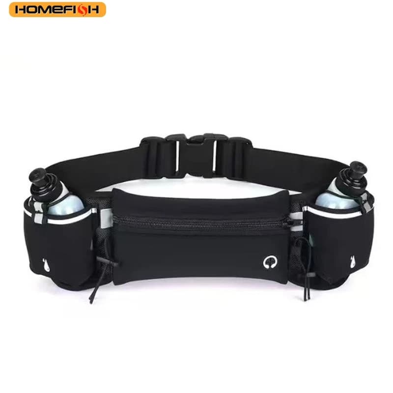 HOMEFISH Man/Woman Marathon Trail Running Waist Pack For Phone Water Bottle Sports Fanny Pack Fitness Dual Pocket Running Belt