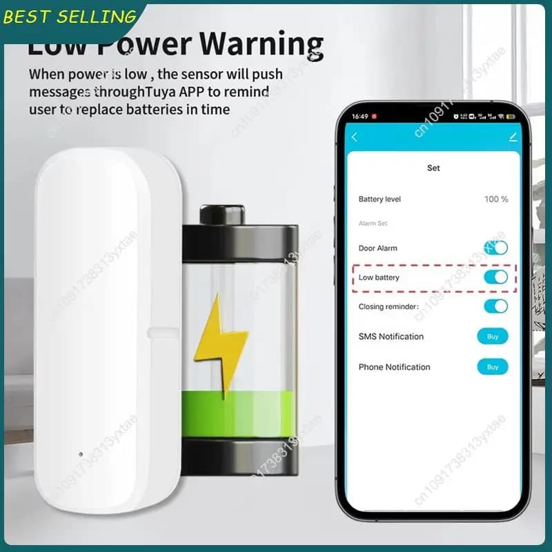 N09R-Wifi Tuya Sensore per porte e finestre Rilevatore di apertura e chiusura Sistema di sicurezza domestica Telecomando Vita intelligente