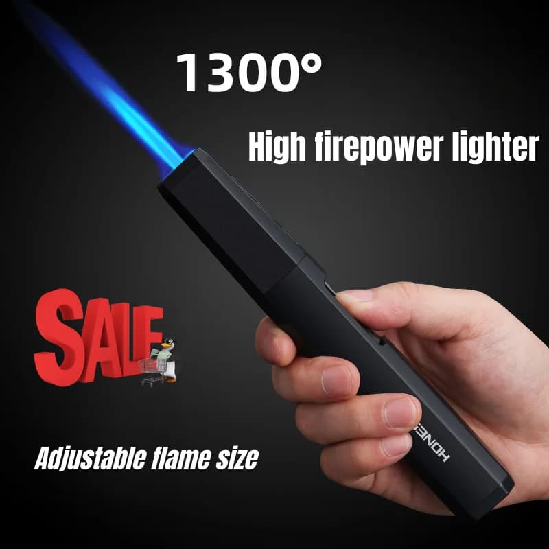 HONEST Metal 1300 ℃ High Power Torch Lighter Windproof Portable Adjustable Flame Size Spray Gun Outdoor BBQ Camping Gift Tool