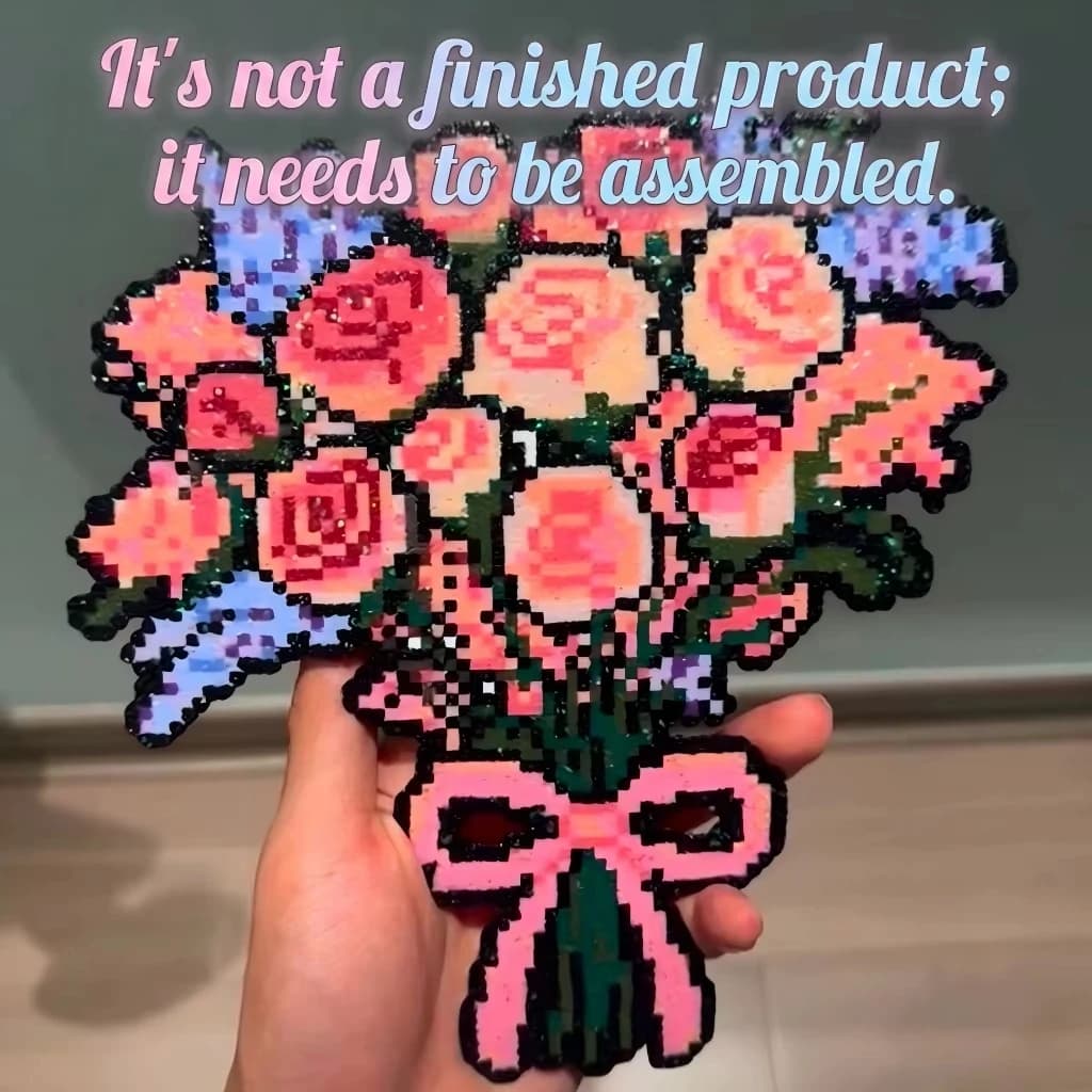 MOC 2.6mm 3D Perler Fuse Beads Bouquet Kit Flower Craft DIY Intelligence Educational Toy Set for Kids Adults Gift