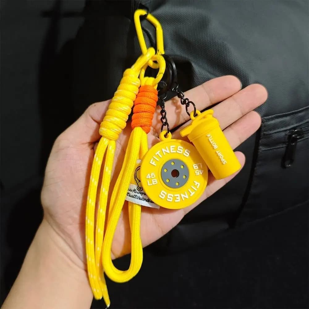 Dopamine Big Dumbbells Keychain D-shaped Buckle Detachable Simulation Kettlebell Keyring Bag Charm Barbell Plates