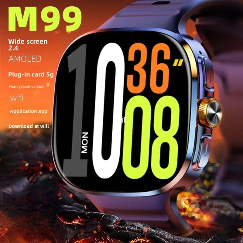 Smartwatch 5G 2026 con Rete Completa, Schermo Grande da 2.40 Pollici HD, Videochiamata, RAM 2100mAh, Google Play, WIFI, GPS, Slot SIM, Nuovo M99