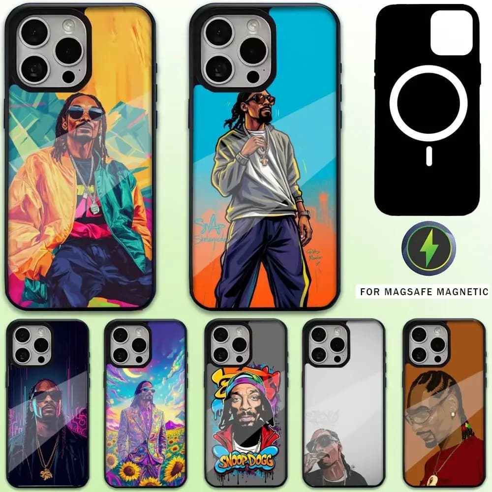 Custodia per telefono Rapper S-Snoop Dogg per iPhone17,16,15,14,13,12,11 Plus,Pro Max Ricarica wireless magnetica Magsafe