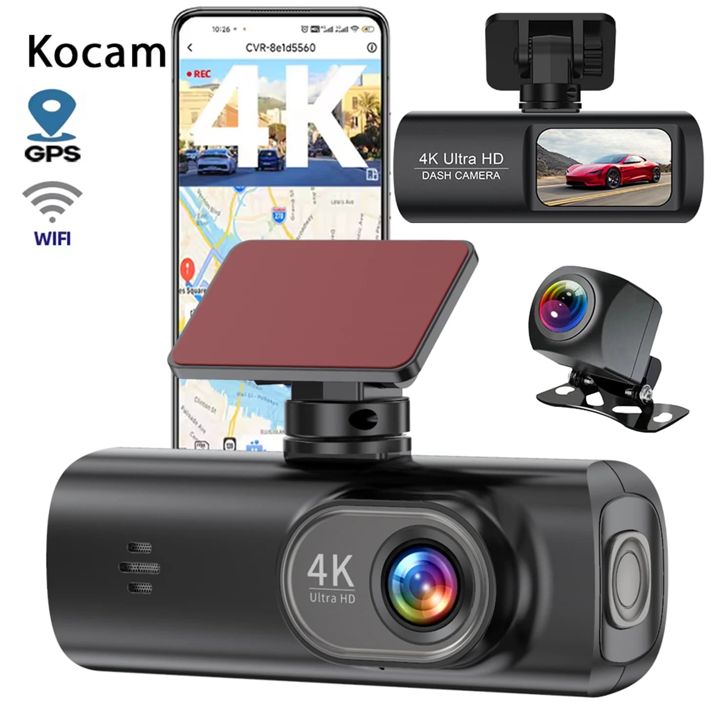 Dash Cam 4K WiFi with night vision Loop recording 1/2-channel IPS screen 1.47 DVR recorder for vehicles GPS support Parking 24 hours