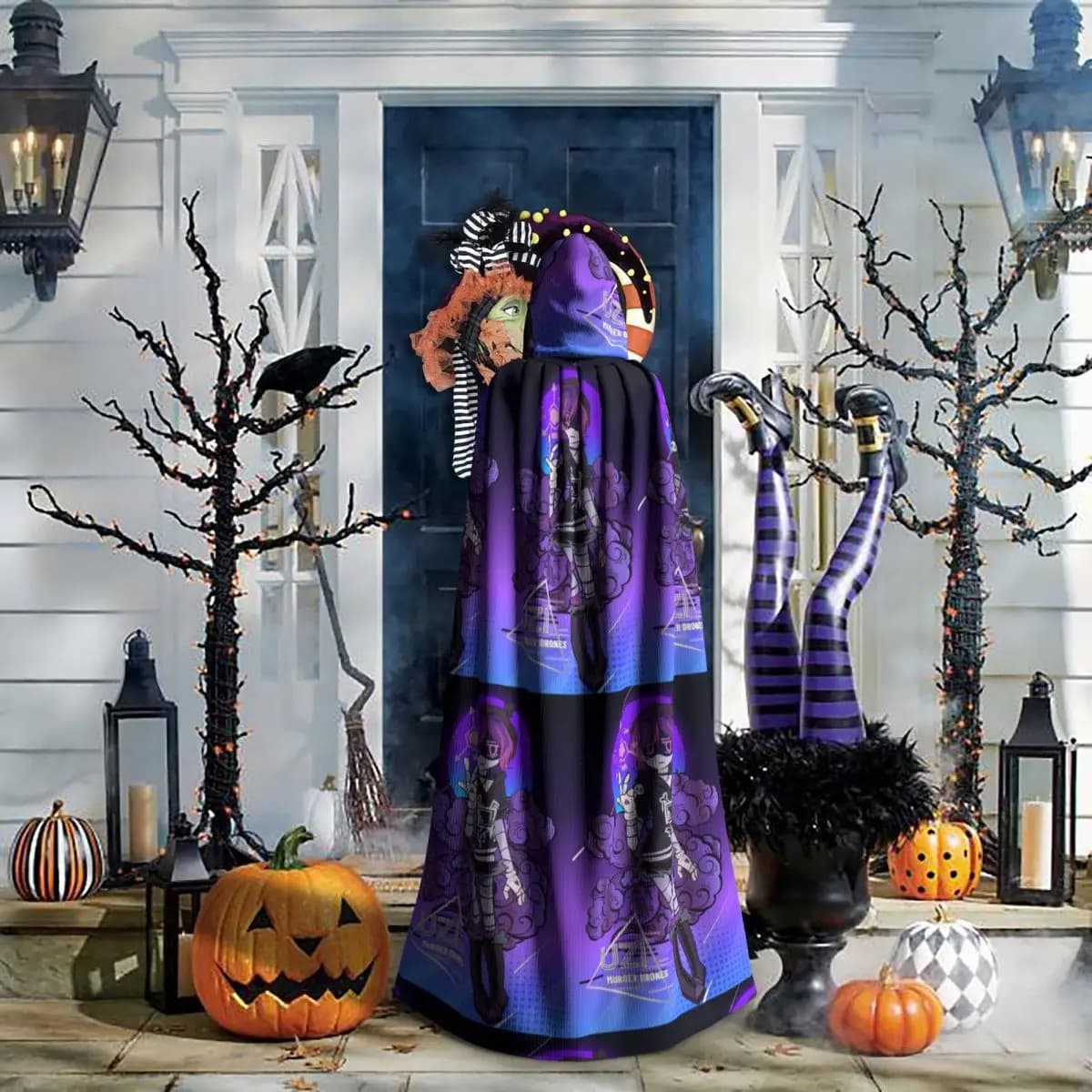 Murder Drones N And Uzi Doorman Long Hooded Cloak Witch Medieval Costume Cosplay Cape HalloweenVampire Adult Unisex