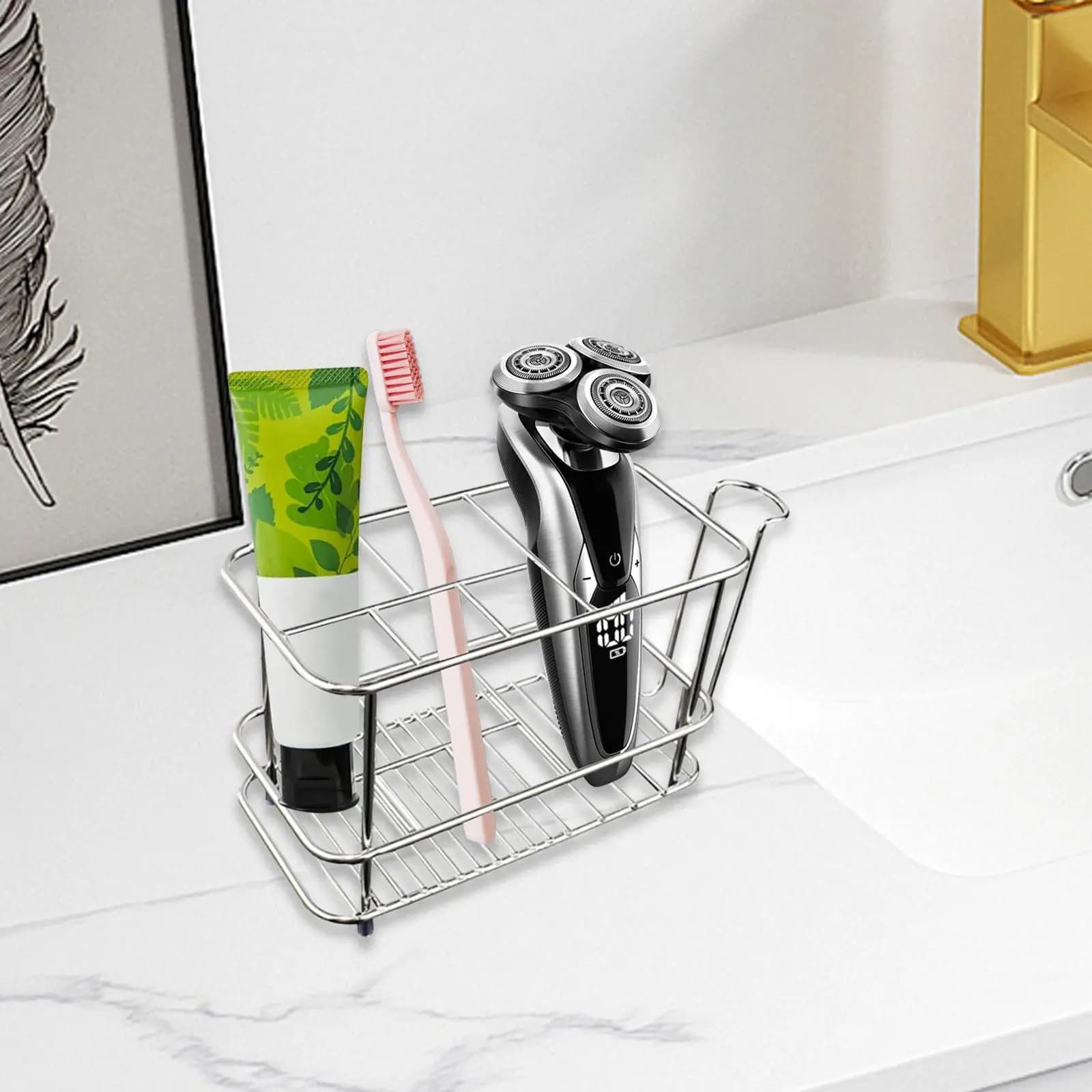 Portaspazzolino Elettrico, Organizzatore per Accessori da Bagno, Facile da Pulire, Contenitore Multi-Scomparto per Dentifricio