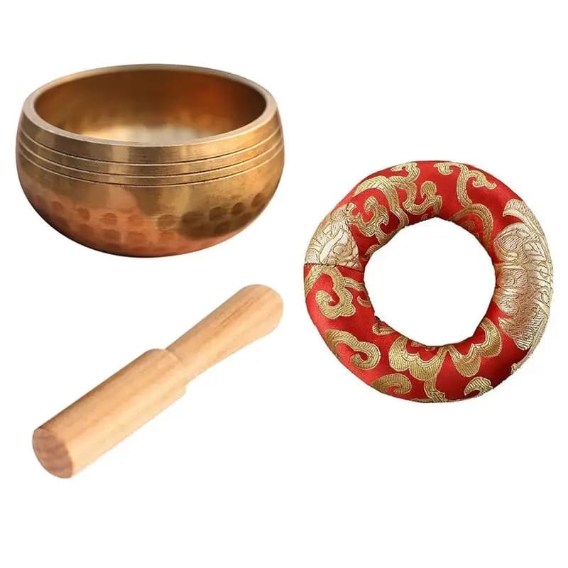 AEE8-Tibetan Handmade Brass Singing Bowl, Yoga Meditation Bowl For Sound Healing Stress Relief, Yoga, Meditation